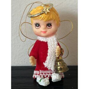 VTG Christmas Angel Ornament w/Wings Jingle Bell and Halo Hong Kong Retro Charm